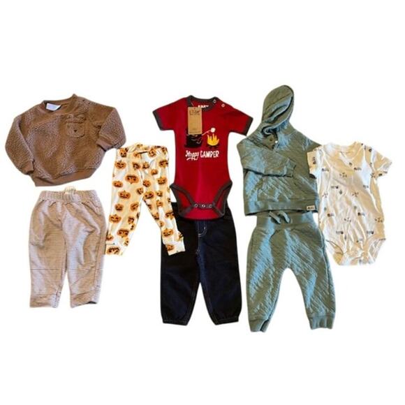 Baby Boy 12M Clothing Lot – Carter’s & Lazy One Outfits (9 Pieces Total) - Picture 2 of 13
